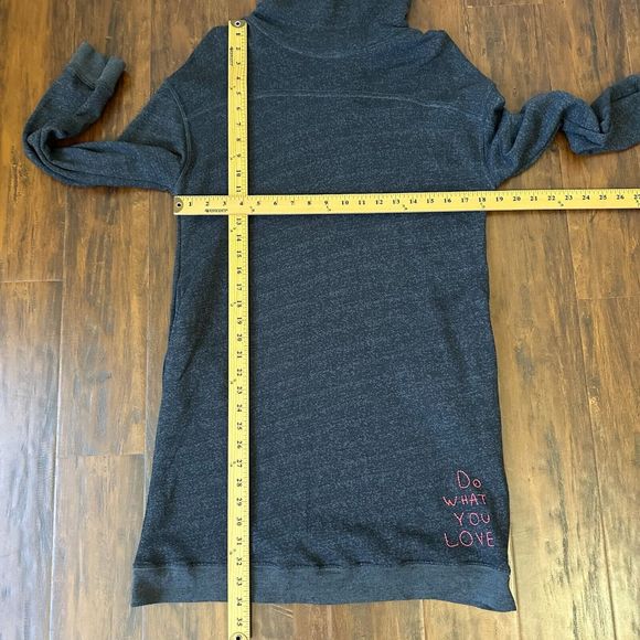 SUNDRY L/S Embroidered Turtleneck Sweatshirt Dress in Charcoal Grey - Picture 9 of 9